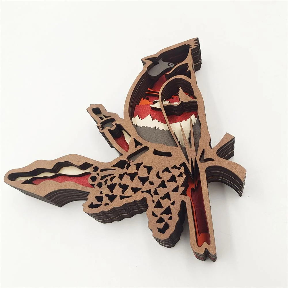 Purexcellent&trade; New creative home desktop wood carving red bird crafts ornaments