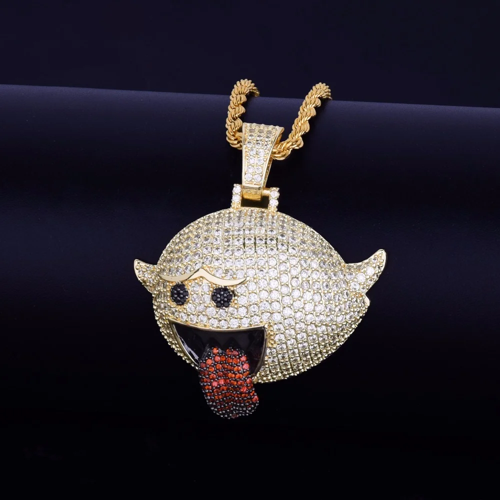 Hip Hop Flying Ghost Pendant Bling Cubic Zircon Men Necklace Jewelry-VESSFUL