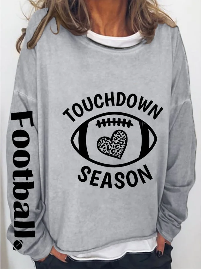 Women's  Touchdown Season Football Print Long Sleeve Sweatshirt socialshop