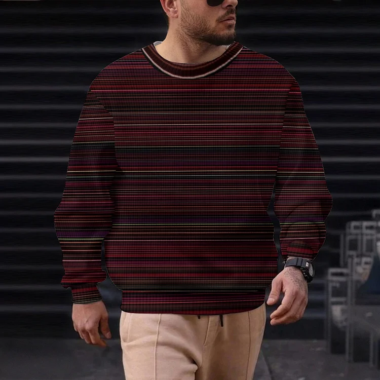 Men's Casual Printed Round-neck Sweater