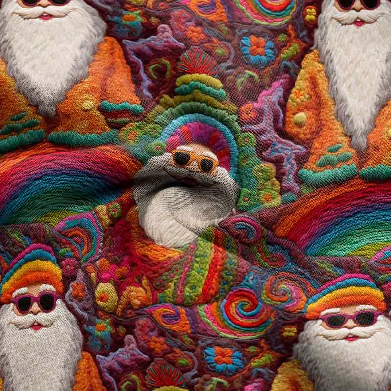 Men's Vintage Santa Print Ugly Christmas Sweatshirt-inspireuse