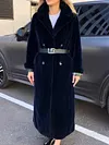 Fashion Solid Color Lining Printed Faux Fur Long Sleeves Lapel Coat