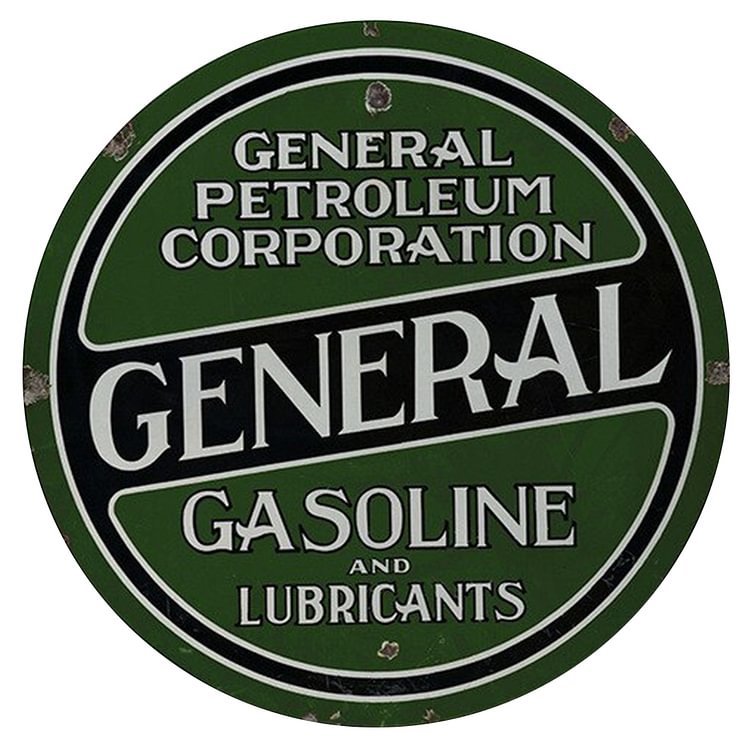 General Gasoline & Lubricants - Round Vintage Tin Signs/Wooden Signs - 11.8x11.8in