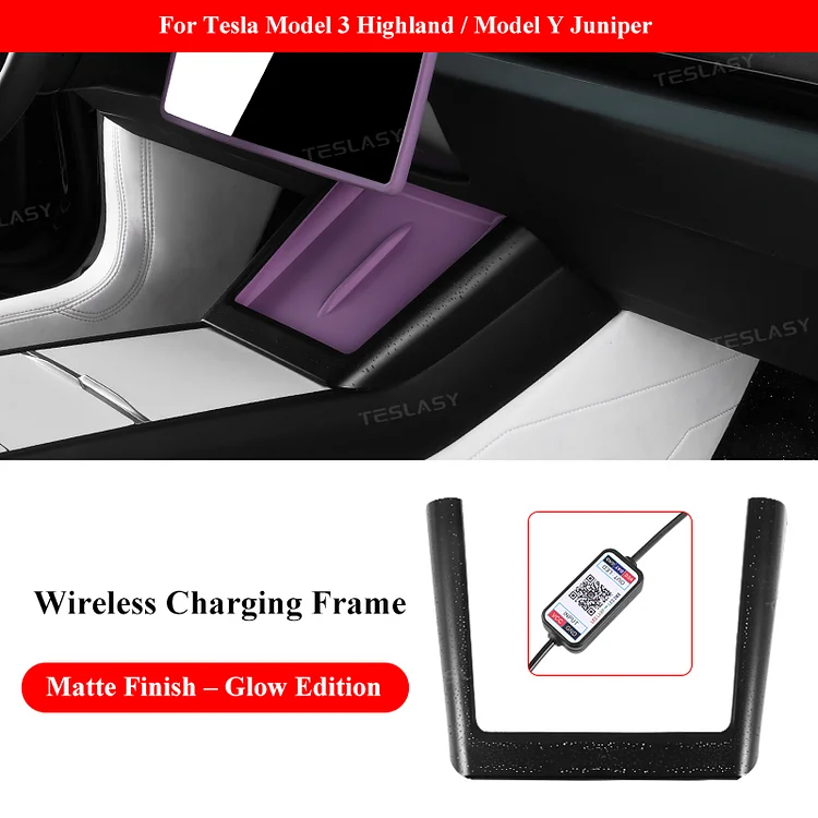 Teslasy Starry Glow Ambient Light Center Console Wireless Charging Frame Upgrade for Tesla Model 3 Highland  Model Y Juniper 