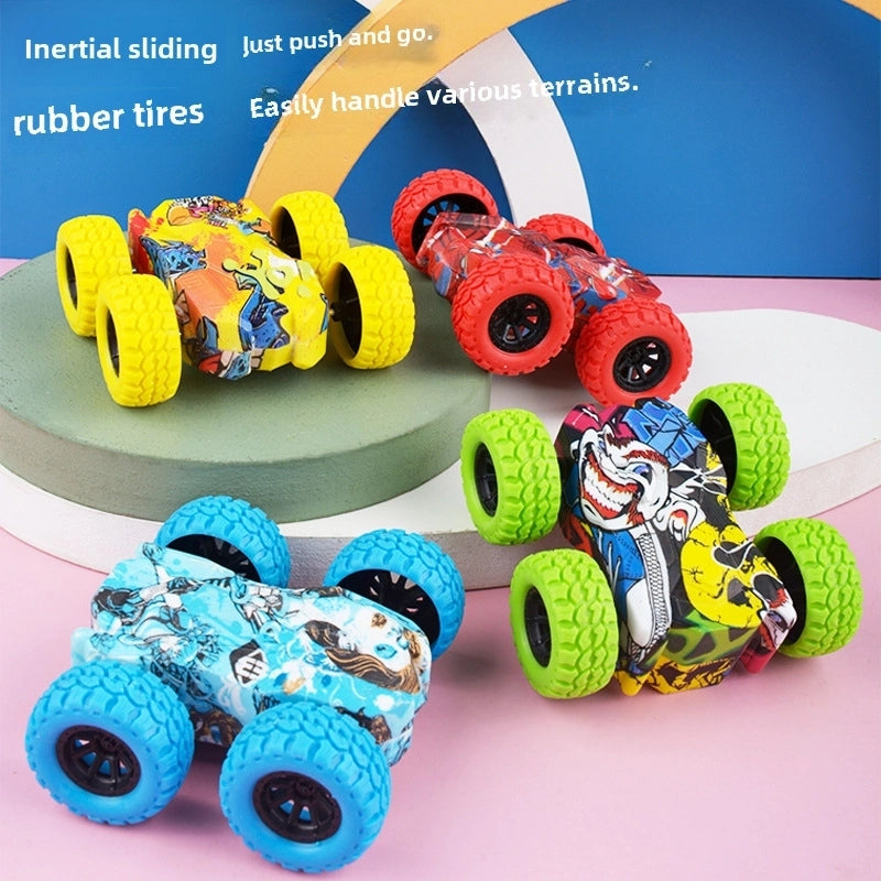 Children’s Four-wheel Drive Inertia Car Double-sided Off-road Vehicle Fall-resistant Stunt Racing Model Boy Gift Toy Stall