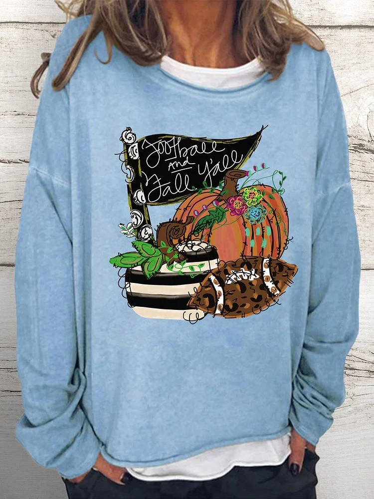 Football and Fall Y'all? Women Loose Sweatshirt-Annaletters