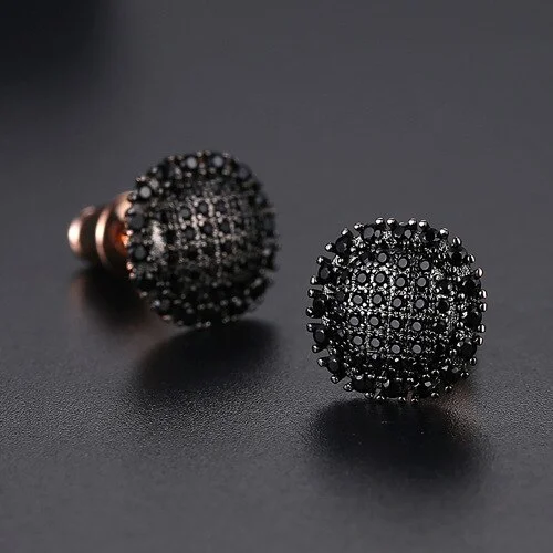Black/White Cubic Zirconia Stud Earrings Iced Out Jewelry-VESSFUL