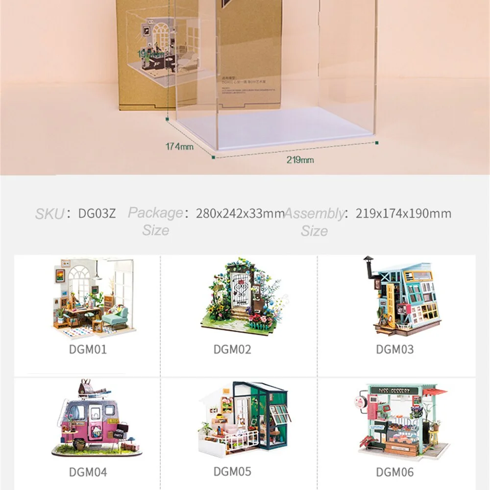 Athvotar Transparent Dust Cover Display Box For Doll House 3mm Thickness Acrylic board For Show Room Dust Prevention Proof DG01Z