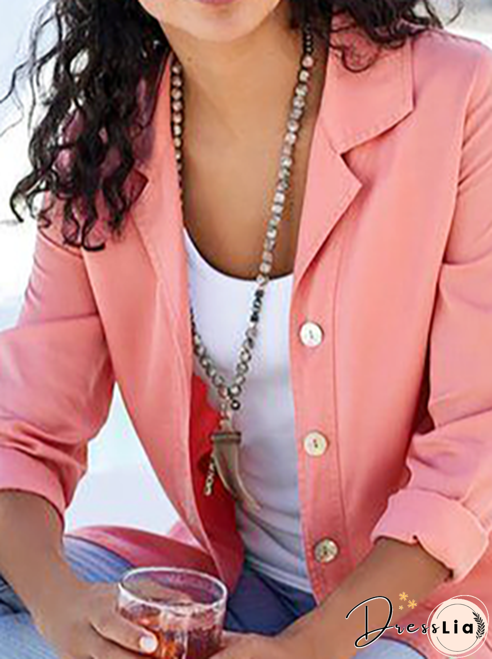 Casual Plain Autumn Polyester Daily Loose Regular Regular Regular Size Blazer for Women