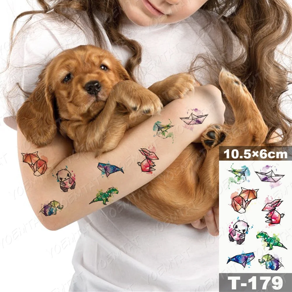 Waterproof Temporary Tattoo Sticker Moth Butterfly Wolf Snake Deer Panda Animal Flash Tatto Women Men Kids Body Art Fake Tattoos