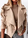 Casual Solid Color Buttoned Long Sleeves Notched Collar Blazer