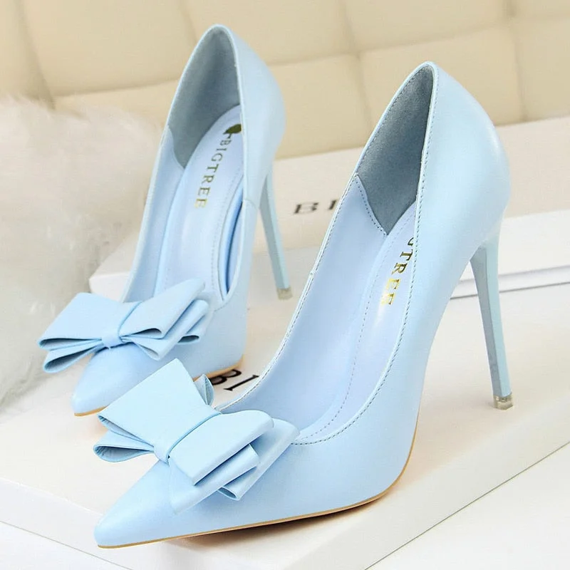 BIGTREE Shoes Bow-knot Pumps Women High Heels 2022 Fashion Women Heels Lady Stiletto Shoes Wedding Shoes Classic Pumps Footwear