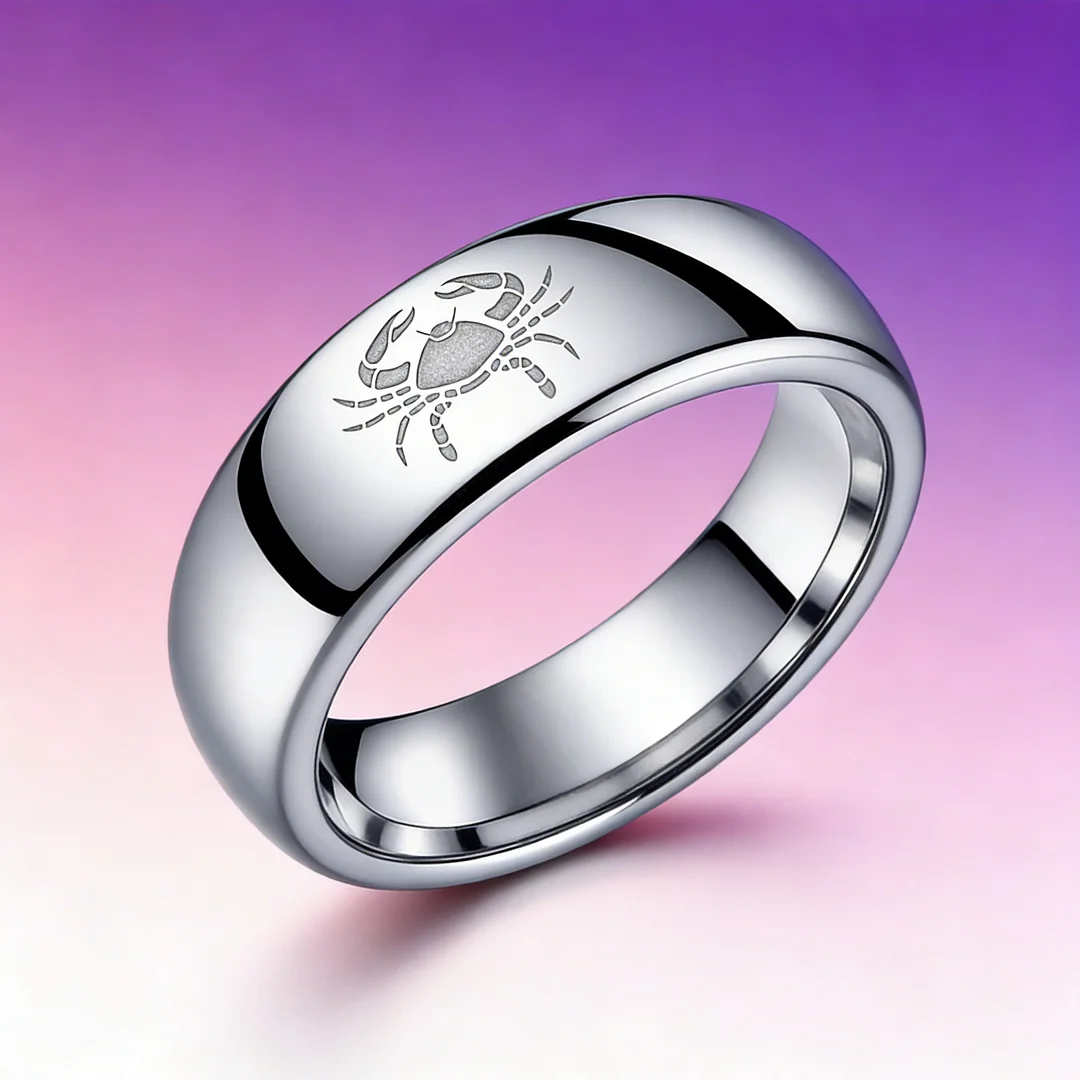 Sliver Cancer Couples Dome Tungsten Carbide Rings Prints Laser Design Domed Tungsten Wedding Bands 4MM 6MM 8MM Width