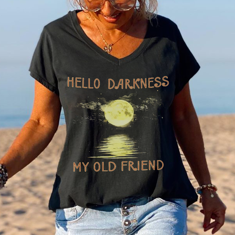 Hello Darkness My Old Friend Moonlight Printed Graphic Tees