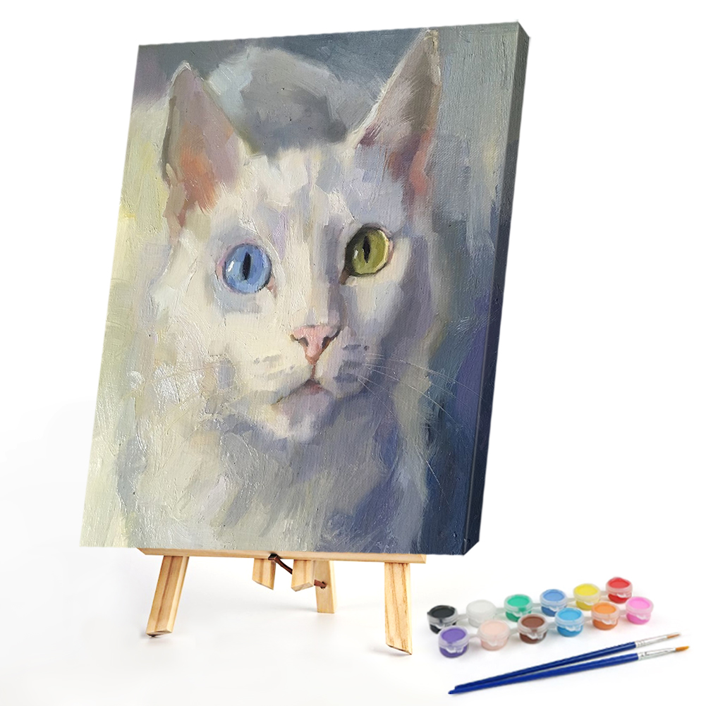 

40*50CM - Paint By Numbers - White Cat, 501 Original