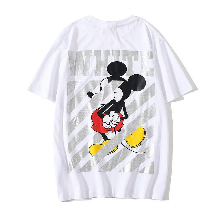 Off White T Shirt Printed Arrow Short Sleeve Men's Striped Mickey Mouse ...