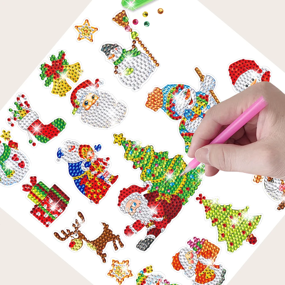 2pcs/a set Christmas Gem Art DIY Craft Kit Diamond Painting Sticker