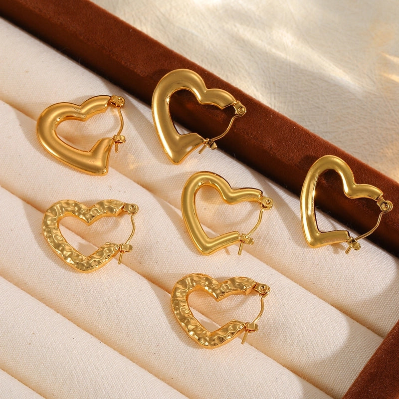 1 Pair Cute Basic Minimalist Irregular Heart Shape Plating 304 Stainless Steel 18K Gold Plated Earrings