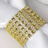 10 Pack | Gold Diamond Rhinestone Napkin Rings, Chair Sash Velcro Brooch Buckle