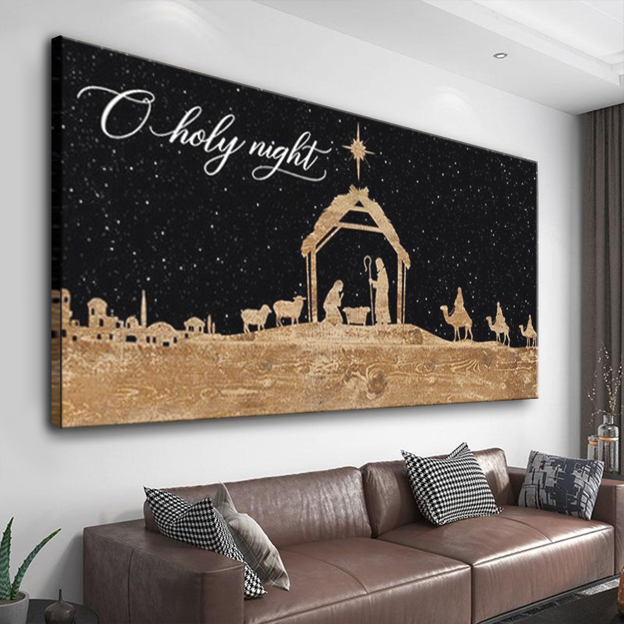 Nativity Rustic Christmas Sign Modern Farmhouse Canvas Wall Art 