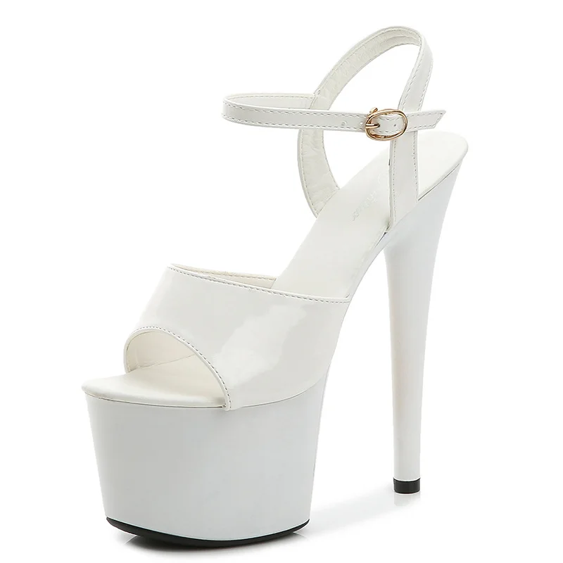 Tanguoant Tanguoant Lacquered Leather Sandals High Heels Sexy Black Waterproof Platform Hate Day High Slippers Female Summer