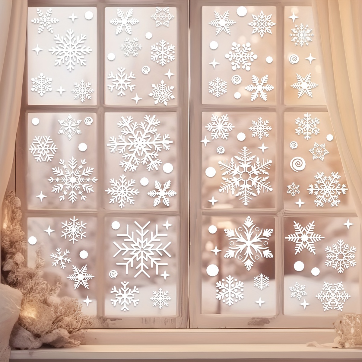 Tegooe 137PCS Reusable PVC Snowflake Window Decals for Christmas