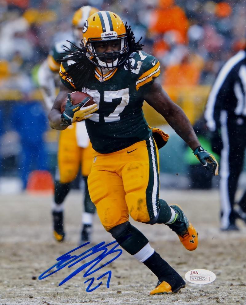 Eddie Lacy Autographed Green Bay Packers 8x10 Running In Snow Photo Poster painting- JSA W Auth