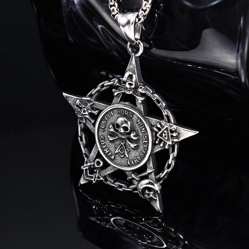 Hip-Hop Vintage Style Hexagram Skull 304 Stainless Steel Halloween Unisex