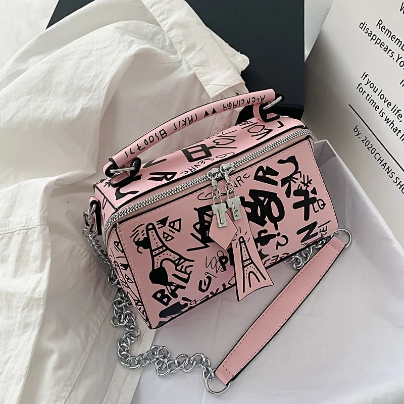 2021 Luxury Design Women Leather Handbags and Purse Fashion Crossbody Bags for Women Graffiti Handbags Shoulder Bags Women Bag