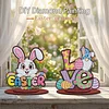 2pcs/set DIY Special Shape Diamond Painting Easter Bunny Egg Wooden Desk Ornament Craft Decor Kit