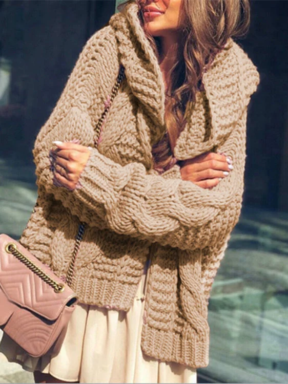 Women's Floral Long Sleeve Coats Knit Sweater