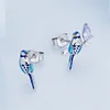 925 Sterling Silver Asymmetric Bird Zircon Stud Earrings