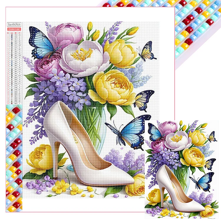 High Heels And Flowers 30*40CM (Canvas) Full Square Drill Diamond Painting gbfke