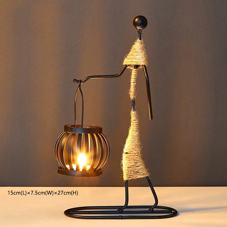 Nordic Metal Abstract Character Sculpture Candlestick | AvasHome
