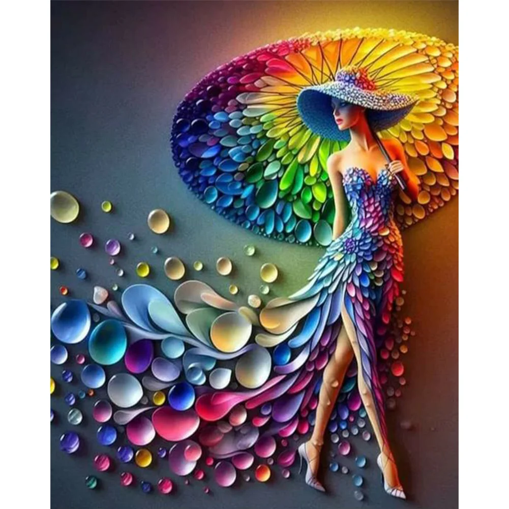 11CT Full Stamped Cross Stitch - Lady(Canvas|45*45CM)