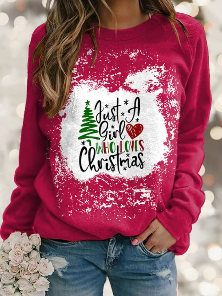 Tiboyz Christmas Tree And Heart Print Crewneck Sweatshirt
