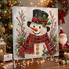 (20x20cm)Red Scarf Snowman Xmas Pearl Painting Art Kits With Inner Frame Pearl Gem Paintings Picture Arts Craft for Adults Beginners Home Wall Decor