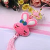 Full Bead Embroidery Keychain Rabbit Printed Craft Gifts(6.5x8cm)