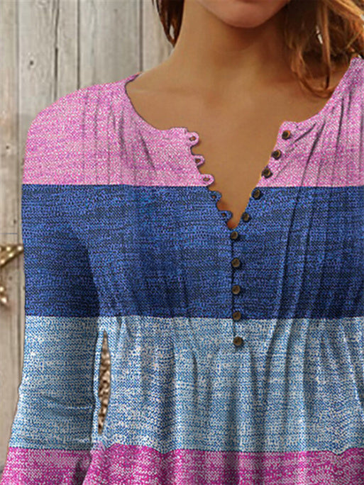 Women Half Sleeve V-neck Solid Color Dress