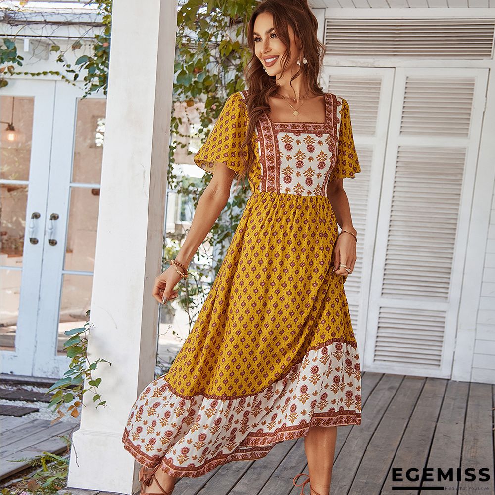 Bohemian French Square Collar Dress | EGEMISS