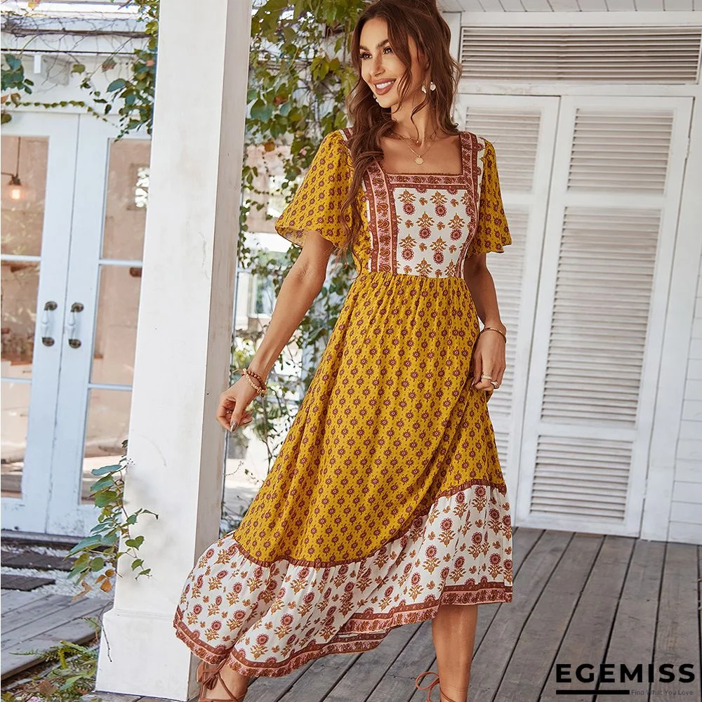 Bohemian French Square Collar Dress | EGEMISS
