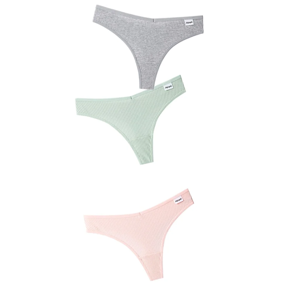3PCS/Set G-string Panties Cotton Women's Underwear Sexy Panties Female Underpants Thong Solid Color Panty Lingerie T Back Design