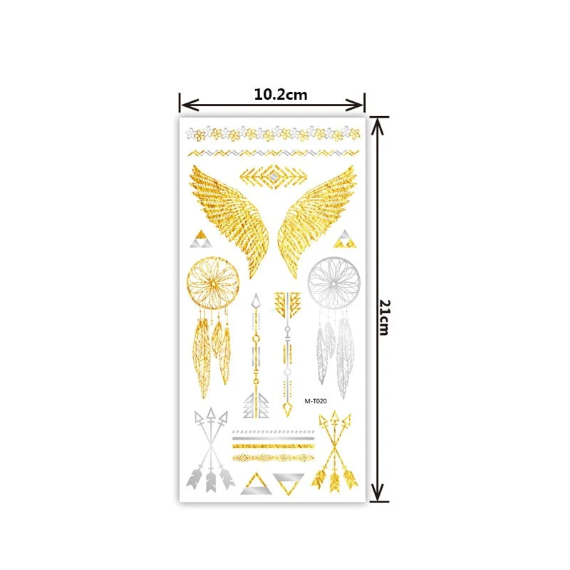 Creative personality exquisite fashion waterproof sweat gold and silver tattoo stickers bronzing and silver tattoo stickers