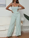 Solid Color Spaghetti-neck Jumpsuits
