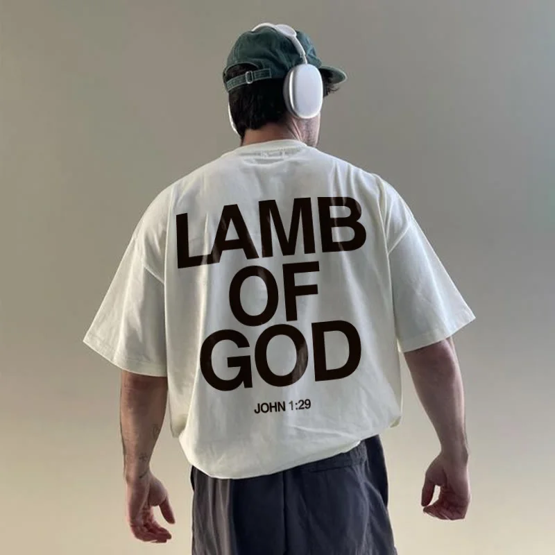 Outletsltd 100% Cotton™️ Lamb Of God Print T-shirt