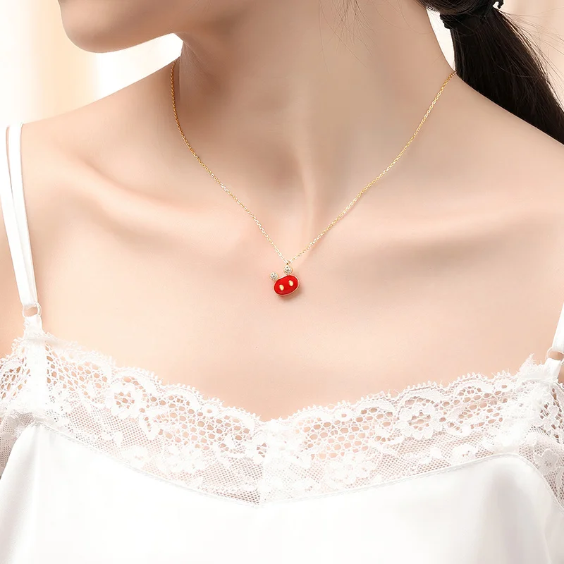 Mewaii® Piggy Nose Shape Enamel Necklace Pendant Silver Jewelry S925 Sterling Silver Clavicle Necklace