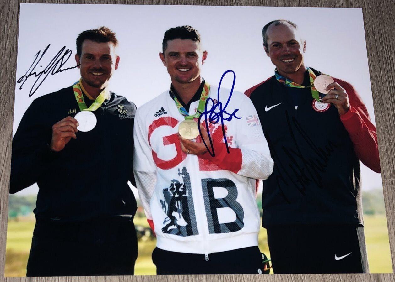 JUSTIN ROSE MATT KUCHAR & STENSON SIGNED 2016 OLYMPICS 8x10 Photo Poster painting w/EXACT PROOF