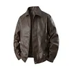 Men's Vintage Faux Leather Bomber Jacket &ndash; Retro Flight Biker Coat with Turn-Down Collar by Inlyline