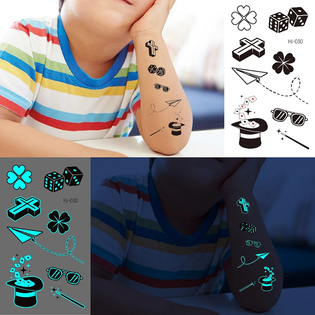 Sdrawing Glowing Butterfly Sea Waves Temporary Tattoos For Women Men Glow In The Dark Glitter Feather Fake Tattoo Sticker Luminous