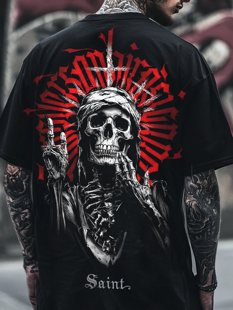 Satanic Skull Devil Street Style Digital 3D Printed Unisex Casual T-shirt / Rvogue / Rvogue